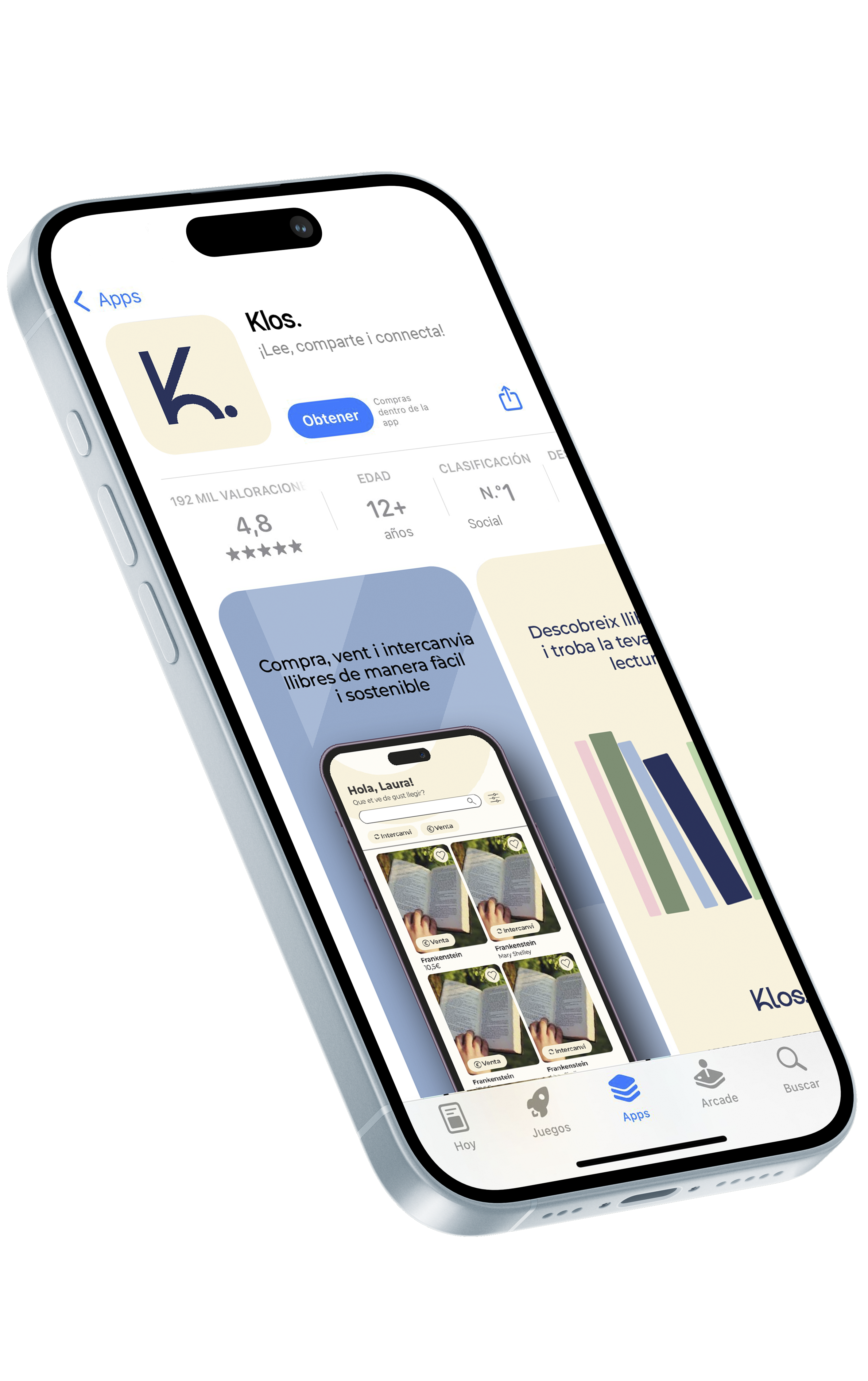 Imatge del mockup de l'app Klos en un mòbil
